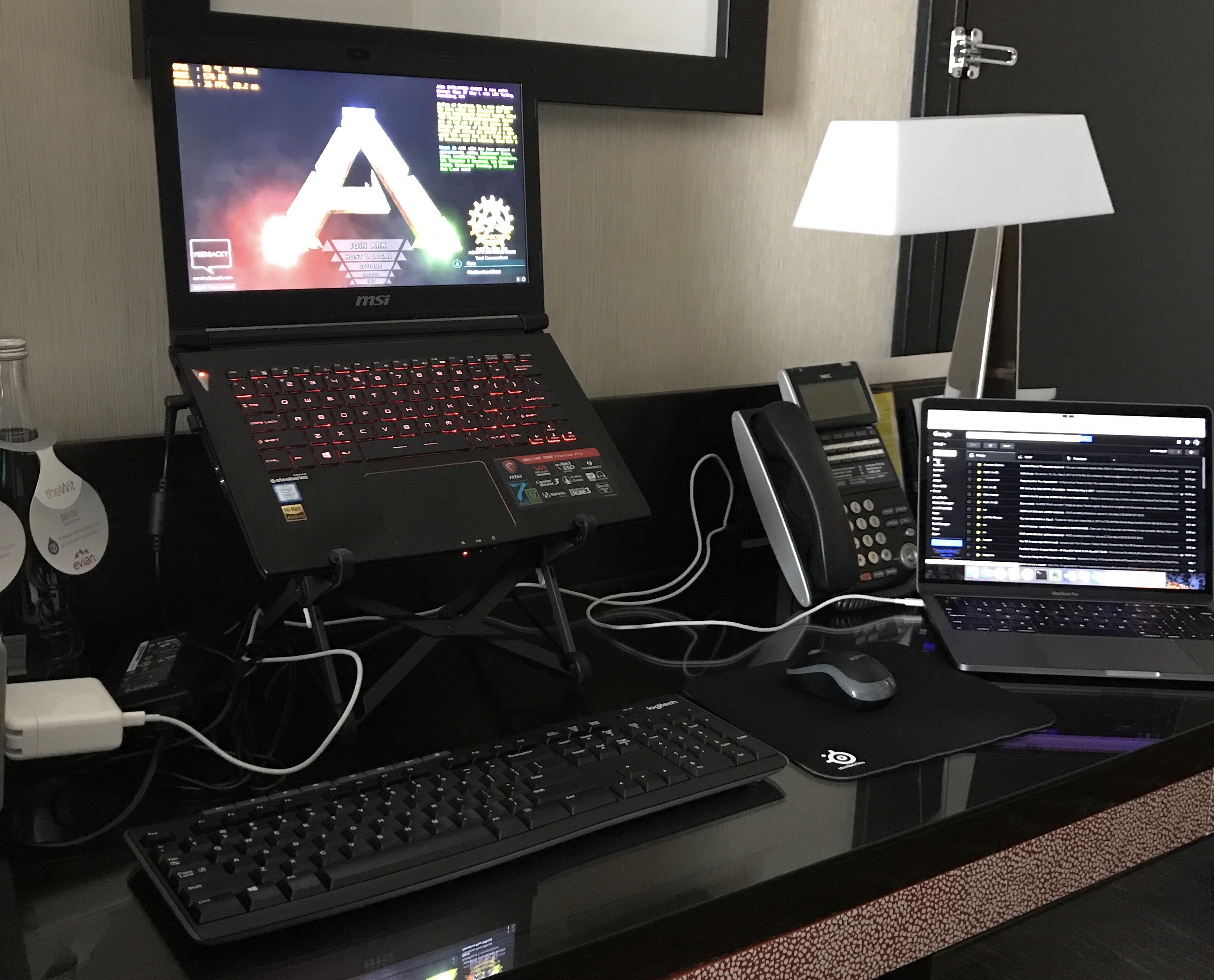 MSI GS43VR 7RE Phantom Pro on a Roost Laptop Stand